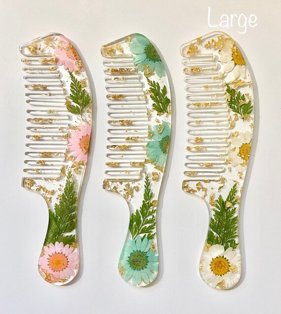 Floral Custom Resin Hair Combs Handmade Decorative Resin Hair Combs Gifts For Her Combs Brushes