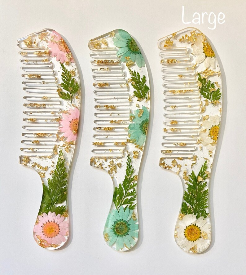 Custom Floral Resin Hair Combs Personalized Handmade Etsy