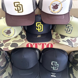 Part B Custom Baseball Trucker Hat - Foam Front Mesh Back Snap Back Vinyl Transfer Print Trucker Hat Adult & Youth Sizes Slam Diego Padre