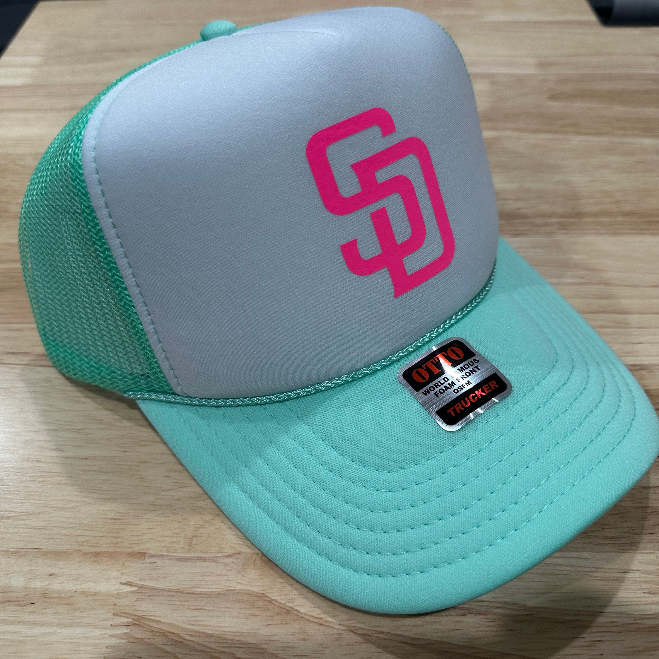 Neon Floral Custom Baseball Trucker Hat Foam Front Mesh Back