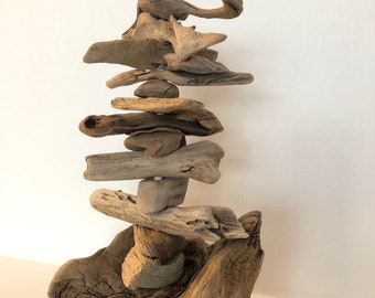8&quot; Driftwood Tree -Housewarming Ornament-Cape Cod House-Ocean Gift-Rustic home- Sand Water Sun art-handmade-Coastal gift-Beach house