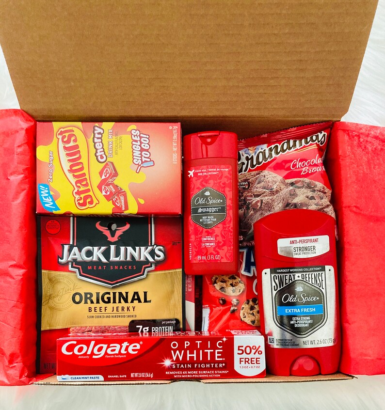 Mens Red Care Pack College Survival Kit Thinking of You Etsy