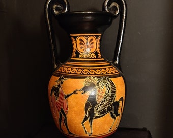 Amphora with depictions from the ancient Greek mythology (Athena, Poseidon, Bellerophon) - hand made replica