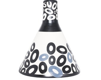 Conical pendant lamps - hand crafted and hand painted ceramic with various abstract patterns