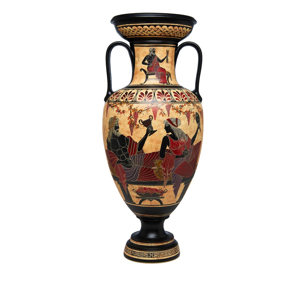 Amphora With Depictions From the Ancient Greek Mythology zeus, Athena