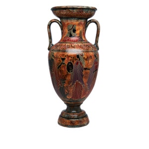 Amphora with depictions from the ancient Greek mythology (Zeus, Aphrodite, Poseidon, Apollo, Dionysus, Artemis, Hestia) - hand made replica