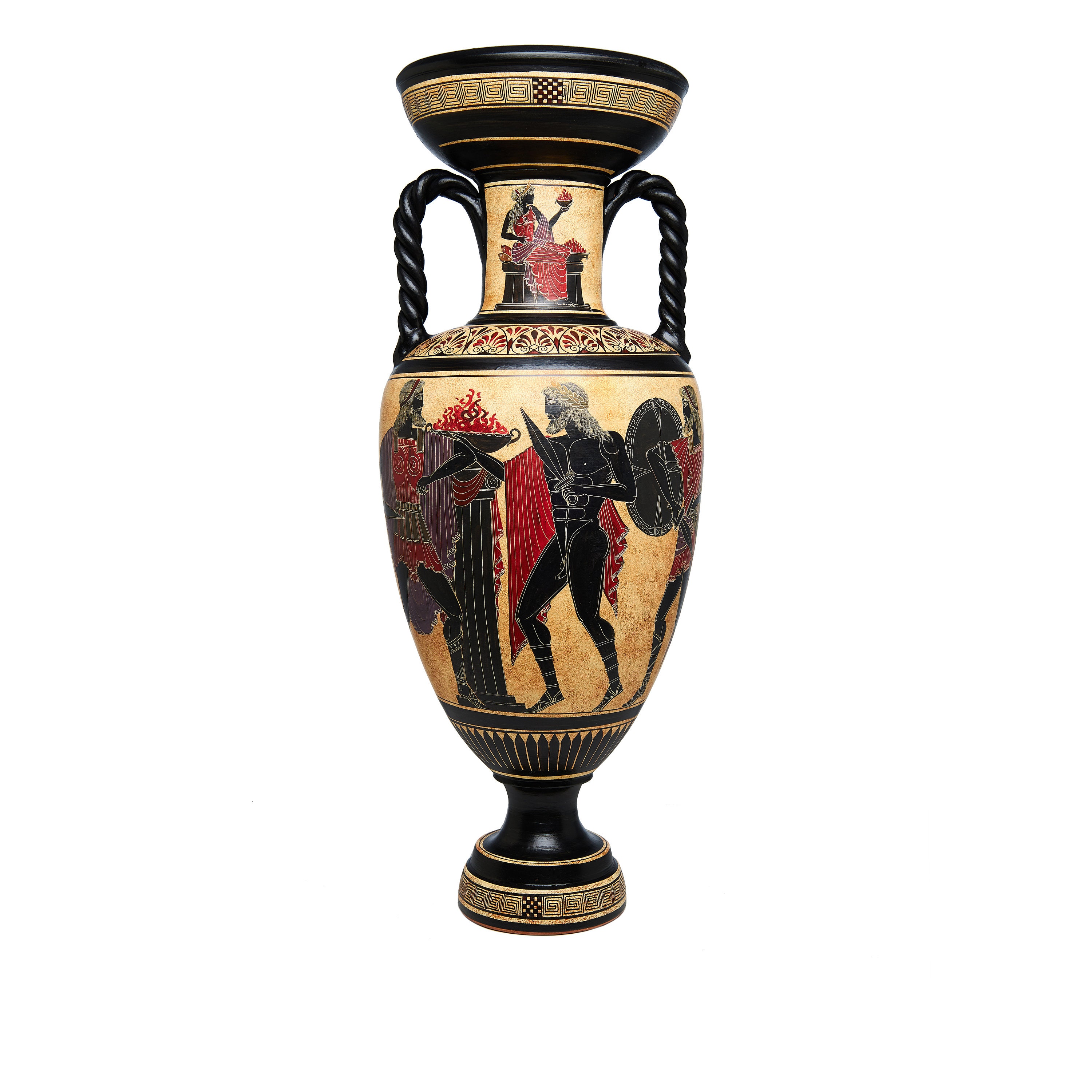 Amphora with depictions from the ancient Greek mythology (Zeus, Hera, Athena, Ares, Achilles, Patroclus, Hector) - hand made replica