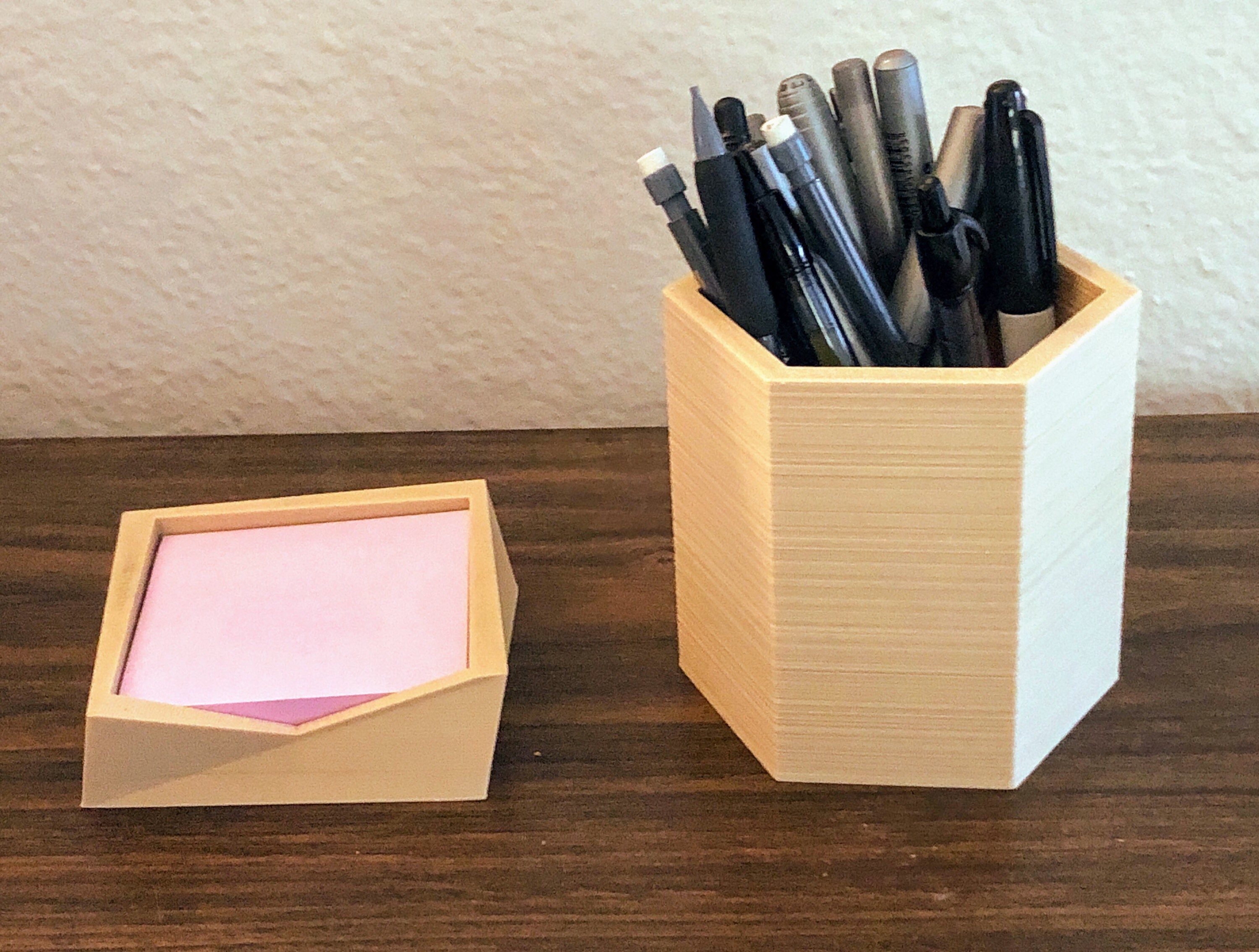 Wood Pen Cup Holder Desk Organizer Makeup Brush Holder 3D Etsy