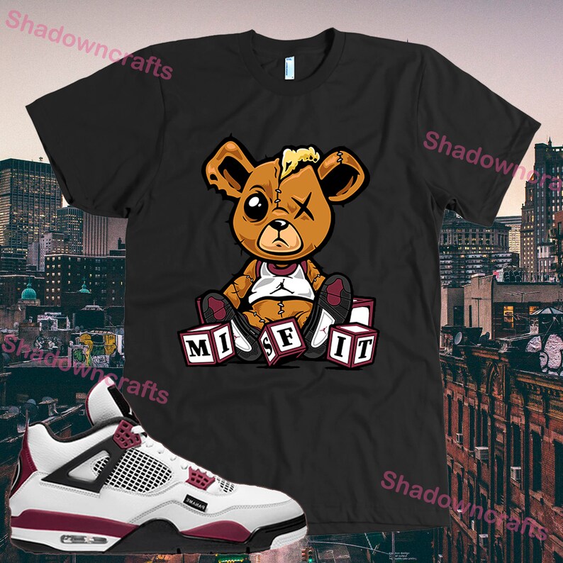 PSG Air Jordan 4s Sneaker Match Tshirts Misfit Teddy Black | Etsy