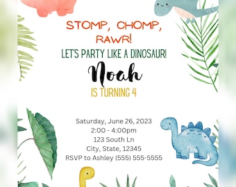 Dinosaur Birthday Party Invitation Template