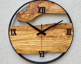 Minimalist Wall Clock Modern Wall Clock Silent Unique Wood  16 inch