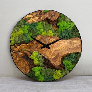 Made to Order Moss Wall Clock, Room Decor, Custom Made Moss & Wood Wall Clock, Custom Wall Decor