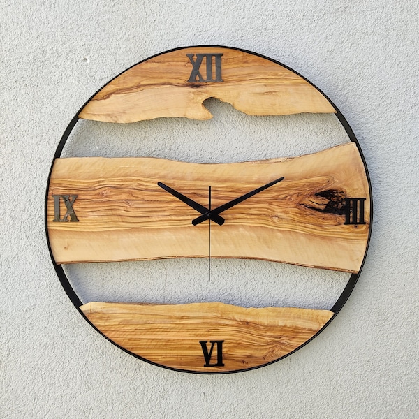 Minimalist Wall Clock Modern Wall Clock Silent Unique Wood 24 inch