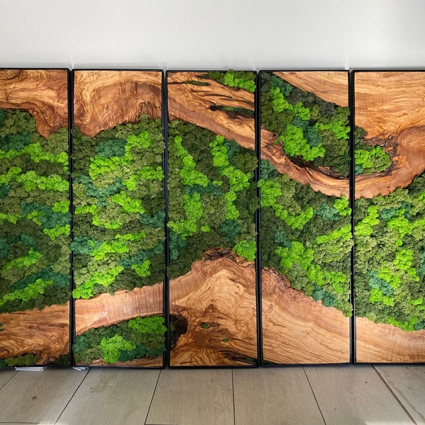 Moss Wall Decor, Minimalist Wall Art, Handmade Gift, , Moss Wall Art, Wood & Preserved Moss, Furniture, Gift for Her, Botanical wall art