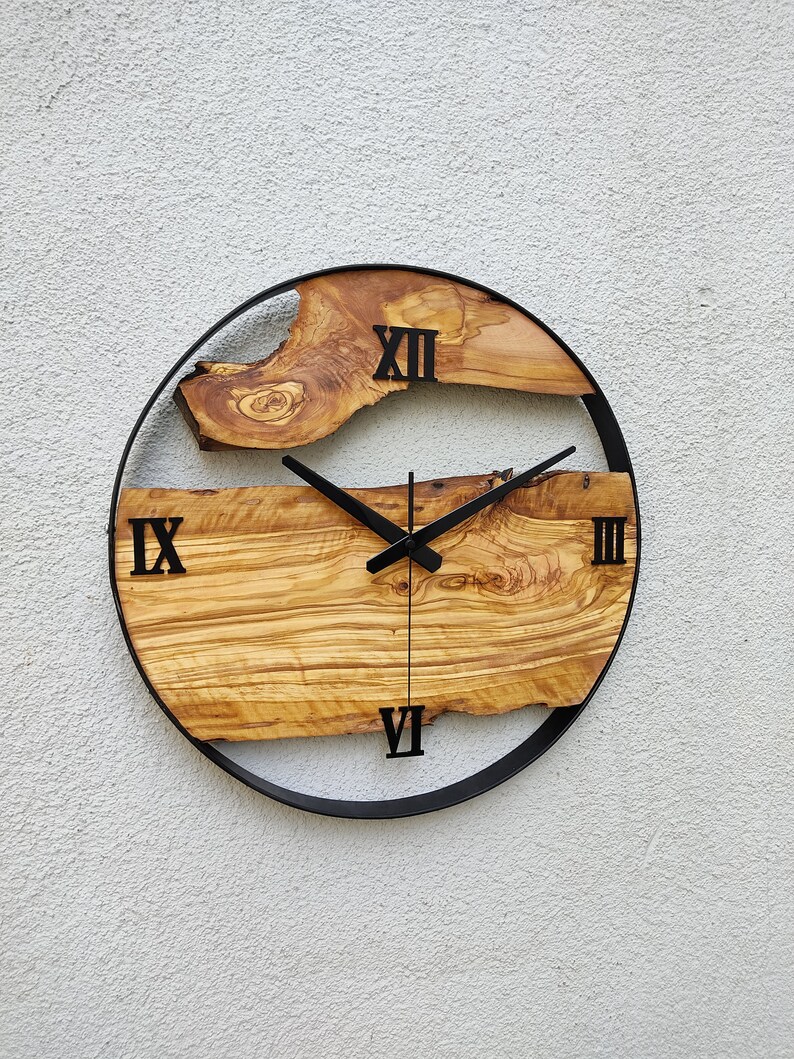 Minimalist Wall Clock Modern Wall Clock Silent Unique Wood 16 inch image 5