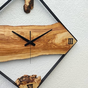 25'', Metal & Wood İndustrial Decor, Rustic Wood Wall Clock, Large Wall Clock, Tree Slice Clock, Wood Natural Clock image 8