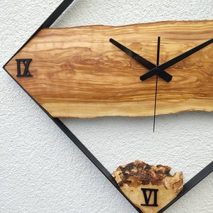 25'', Metal & Wood İndustrial Decor, Rustic Wood Wall Clock, Large Wall Clock, Tree Slice Clock, Wood Natural Clock image 5