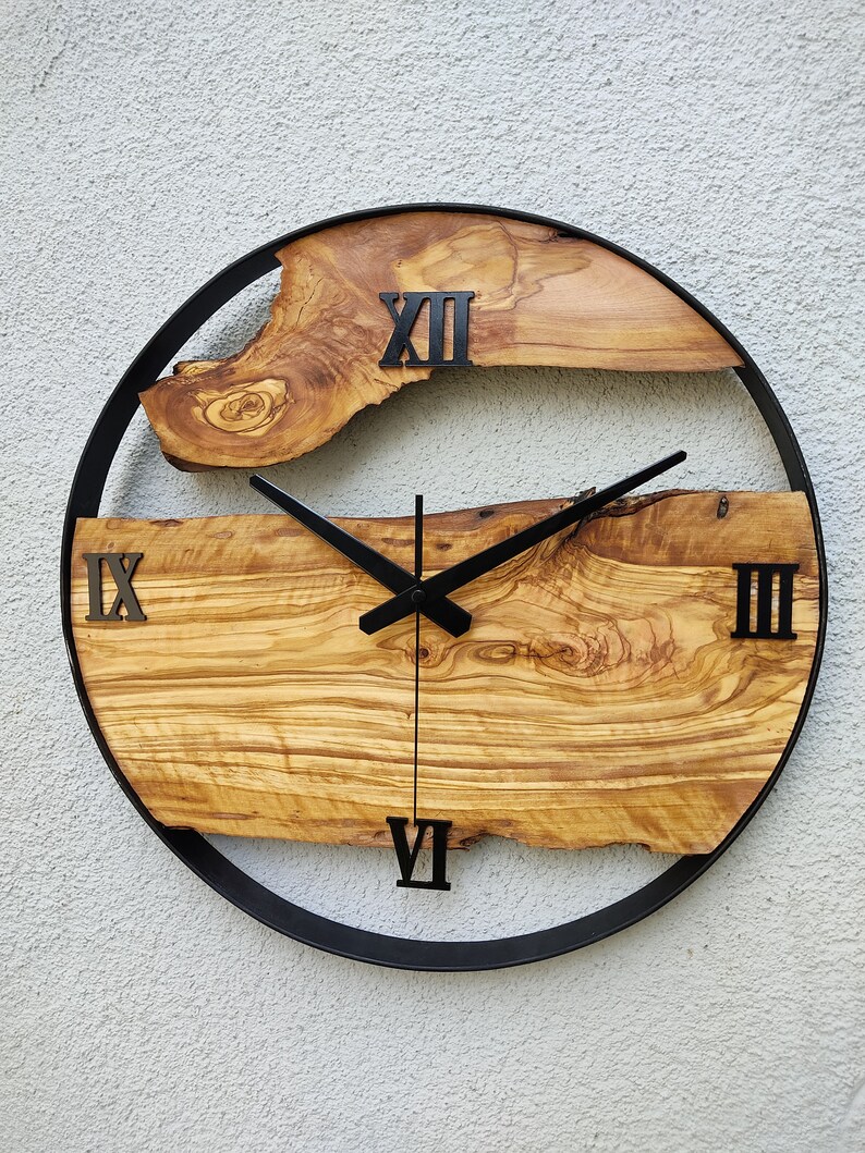 Minimalist Wall Clock Modern Wall Clock Silent Unique Wood 16 inch image 4