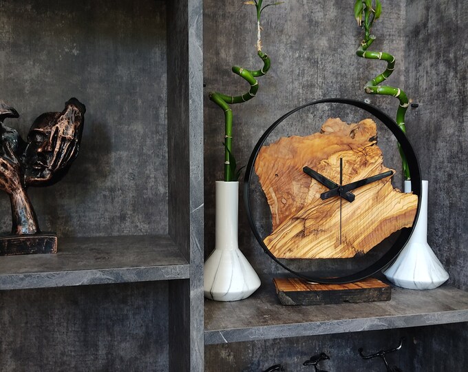 Minimalist Table Clock Modern Wall Clock Silent Unique Wood 12 Inch Etsy