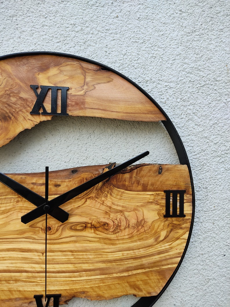 Minimalist Wall Clock Modern Wall Clock Silent Unique Wood 16 inch image 7