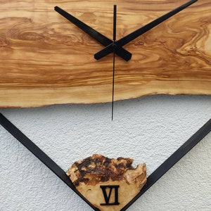 25'', Metal & Wood İndustrial Decor, Rustic Wood Wall Clock, Large Wall Clock, Tree Slice Clock, Wood Natural Clock image 3