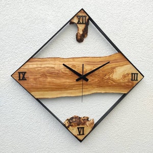 25'', Metal & Wood İndustrial Decor, Rustic Wood Wall Clock, Large Wall Clock, Tree Slice Clock, Wood Natural Clock image 9