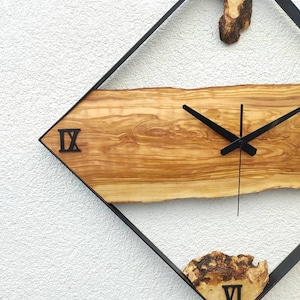 25'', Metal & Wood İndustrial Decor, Rustic Wood Wall Clock, Large Wall Clock, Tree Slice Clock, Wood Natural Clock image 7