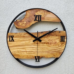 Minimalist Wall Clock Modern Wall Clock Silent Unique Wood 16 inch image 3