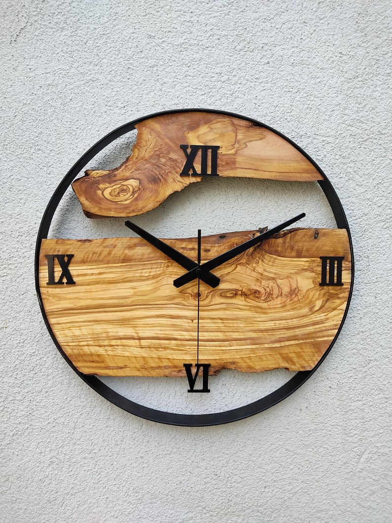 Minimalist Wall Clock Modern Wall Clock Silent Unique Wood 16 inch image 3