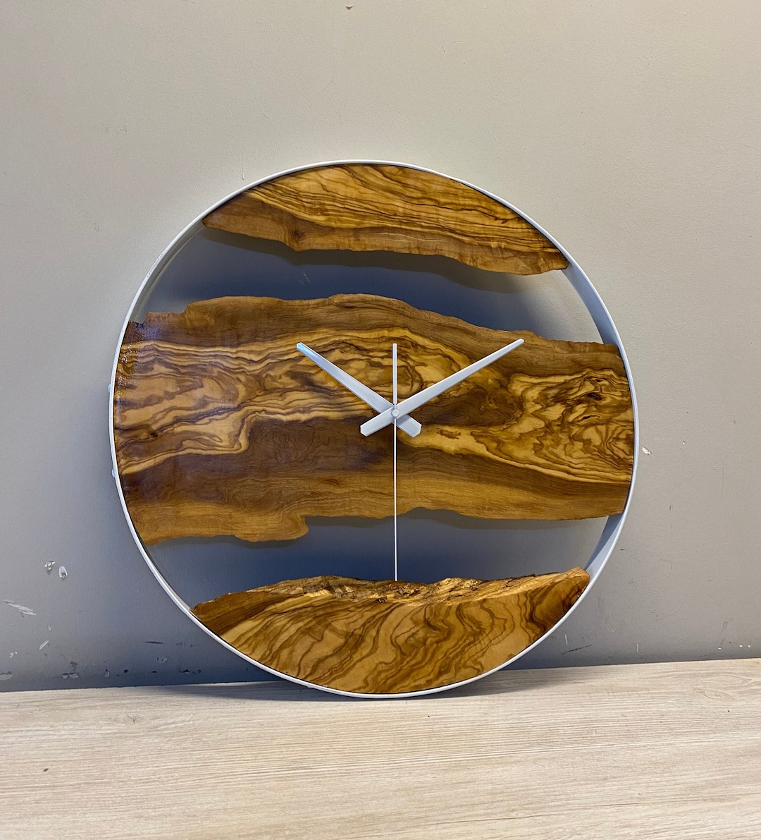 Made to Order,handmade Olive Wood Wall Clock, Wood Slice Clock