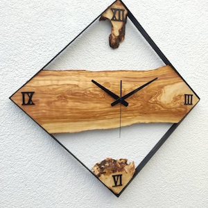 25'', Metal & Wood İndustrial Decor, Rustic Wood Wall Clock, Large Wall Clock, Tree Slice Clock, Wood Natural Clock image 6