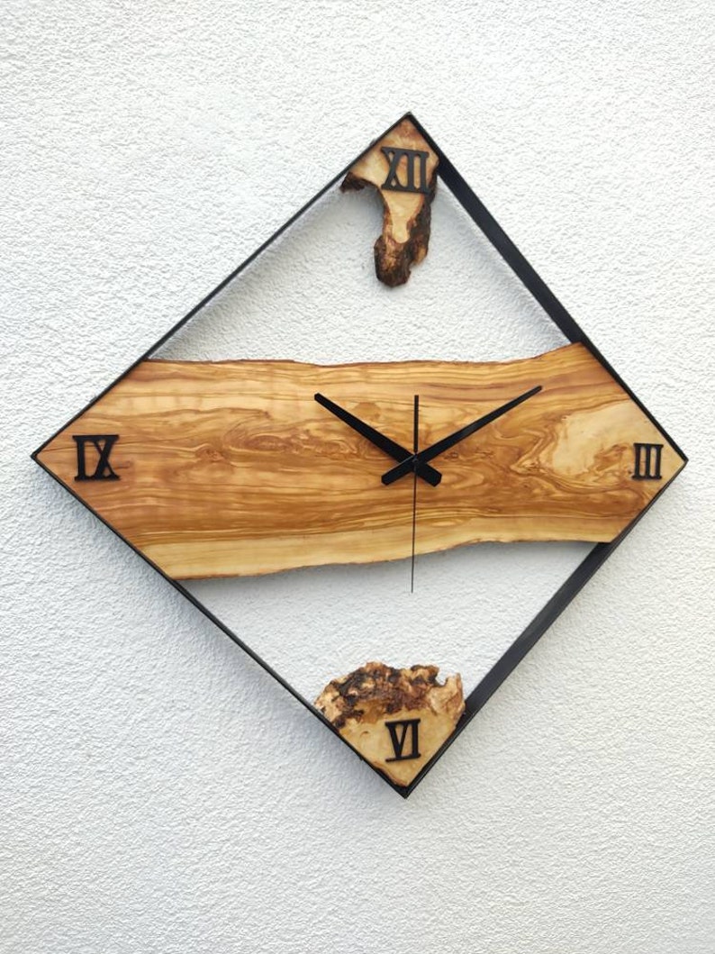 25'', Metal & Wood İndustrial Decor, Rustic Wood Wall Clock, Large Wall Clock, Tree Slice Clock, Wood Natural Clock image 6