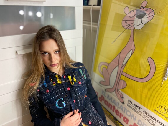 John Galliano Vintage Denim Jacket w Gazette Print