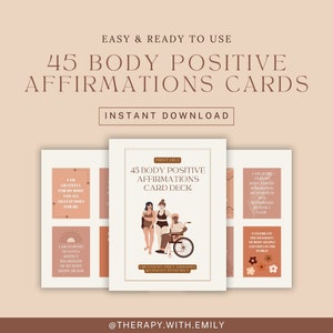 Baralho de cartas com 45 afirmações positivas para corpo para impressão