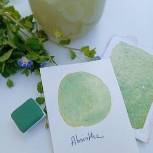 Handgemachtes Aquarell "Absinthgrün", Honigfarbe in Künstlerqualität, ideal für die Kreation