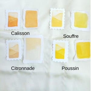 Aquarelles artisanales jaune faites main – Peinture au miel, création artistique
