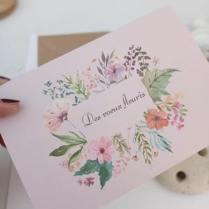 Carte de vœux originale fleurie, réalisé à l’aquarelle, pour les fêtes de fin d'année