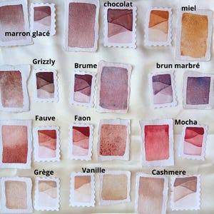 Nuances de marron, Aquarelle artisanale faite-main, peinture duochrome au miel, idéal pour la création