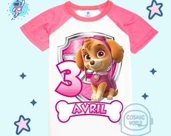 Girls Paw Patrol Skye Personalised Birthday t-shirt Ideal Gift Present