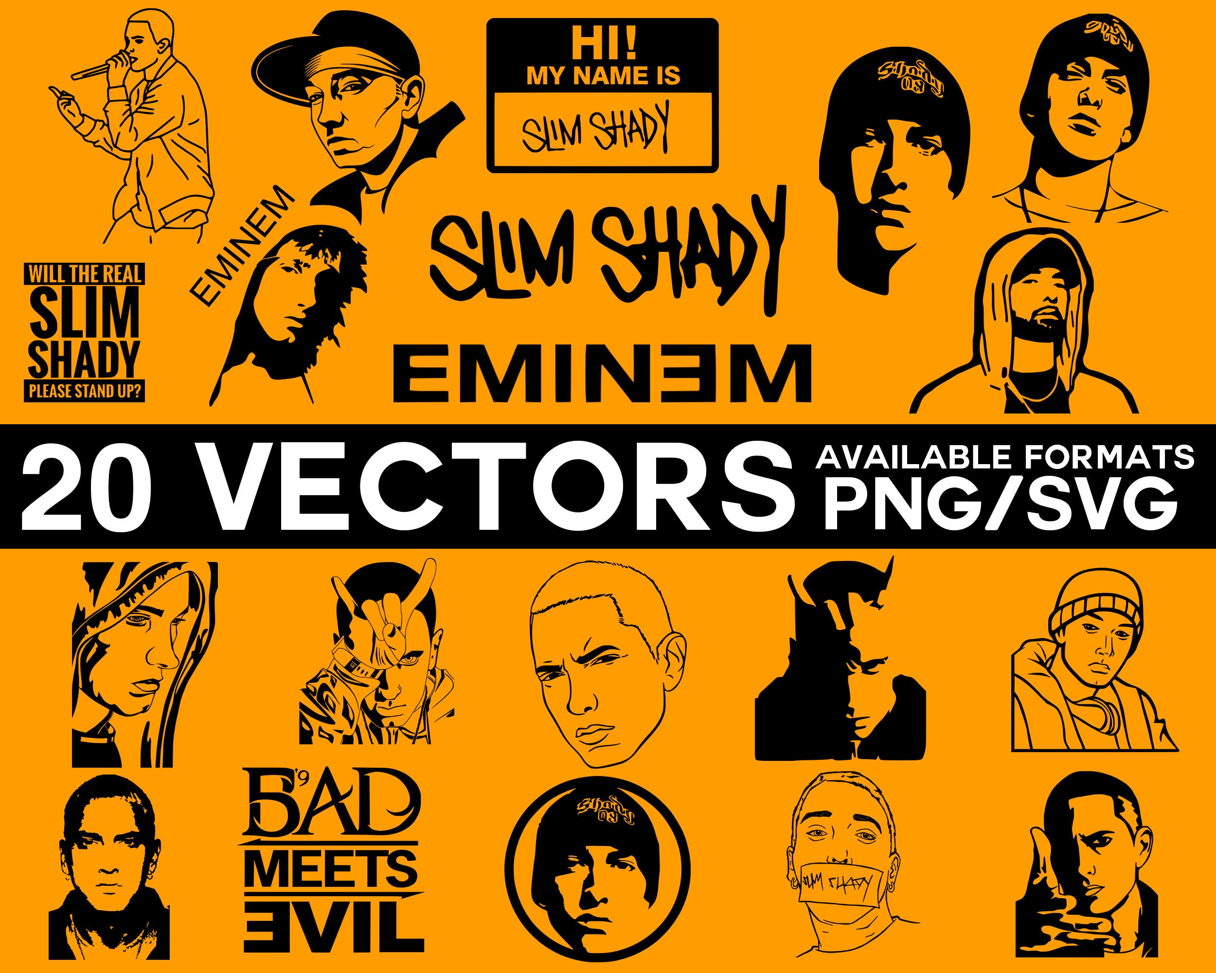 Eminem Vector Bundle Eminem Silhouette Eminem SVG Rapper Etsy