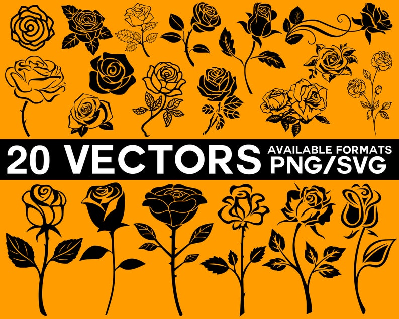 Rose Bundle SVG Rose Clipart Rose Cricut Vinyl Cutting Files Flowers SVG Rose Vector Bundle Rose Vector Rose Silhouette Roses SVG