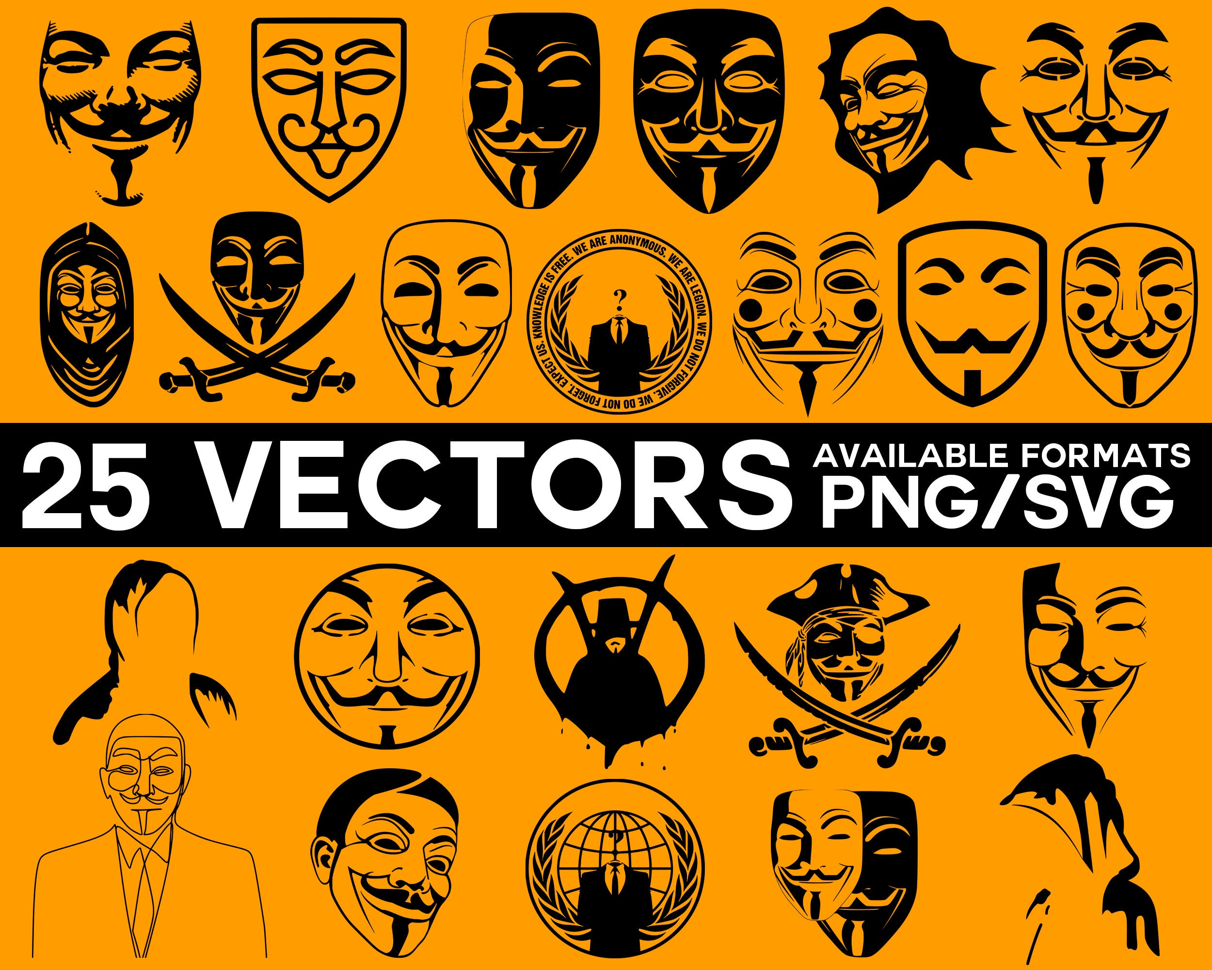 Download Svg Pdf Eps Png Vector Image Perfect For Cricut Silhouette Guy Fawkes Mask Drawing Illustration Art Collectibles Jesuskidsng Org