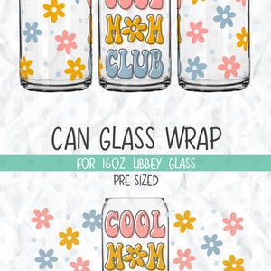 Cool Mom Club Libbey Glass puede envolver 16 oz, vida de mamá, regalo de mamá nueva, regalo de Navidad para mamá, equipo de mamá, mamá, anuncio de embarazo imagen 3