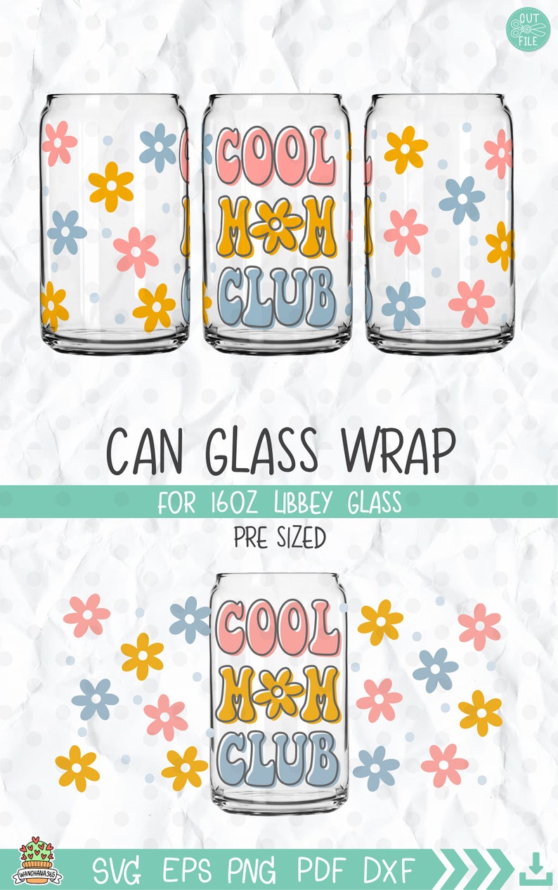 Cool Mom Club Libbey Glass puede envolver 16 oz, vida de mamá, regalo de mamá nueva, regalo de Navidad para mamá, equipo de mamá, mamá, anuncio de embarazo imagen 3