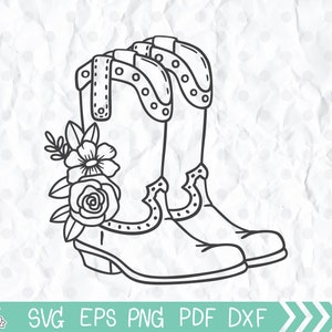 Cowboy boots with Flowers svg, Boots decorated with flowers