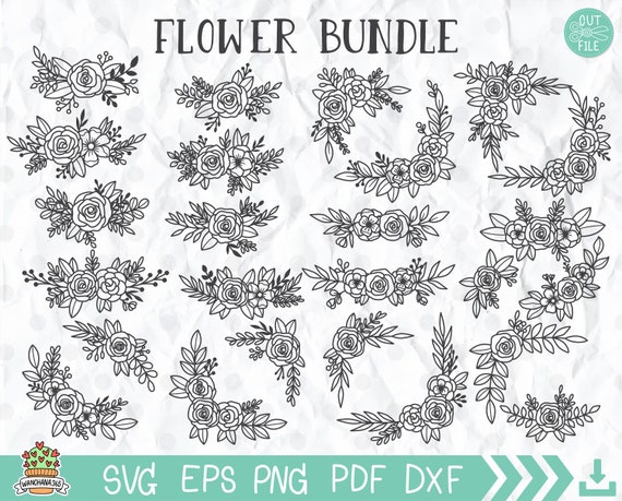 Hand-Drawn Floral SVG Bundle: Rose Bouquet, Wedding Decor (Digital Download)