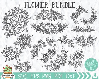 Floral SVG Bundle: Flower Corner Cut Files (Digital Download)