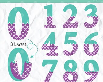 Numeri da 0 a 9 della sirena SVG: fai da te per il compleanno (file digitale)