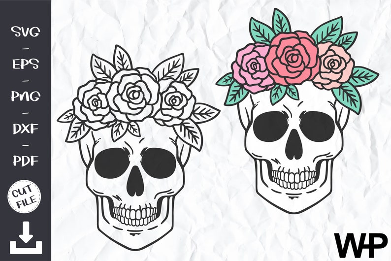 Download Floral Skull Svg Floral Skull Clip Art Skull Vector Skull Etsy