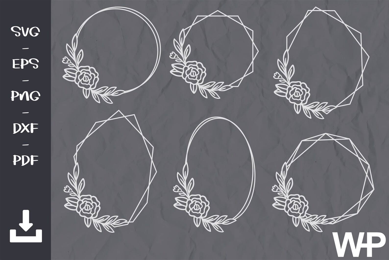 Download FLORAL FRAMES svg Hexagon Frame SVG Floral Frame cut File ...